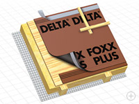 Delta-foxx plus диффузионная мембрана для водонепроницаемой нижней кровли с двумя зонами проклейки, sd=0,02 м рулон:1.5/50м